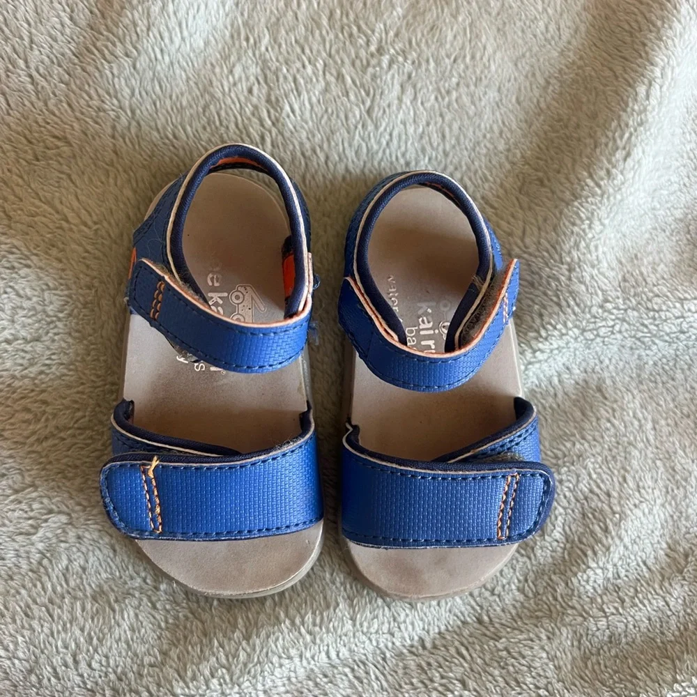 Kids Blue Hook-and-Loop Sandals - Casual Summer Shoe